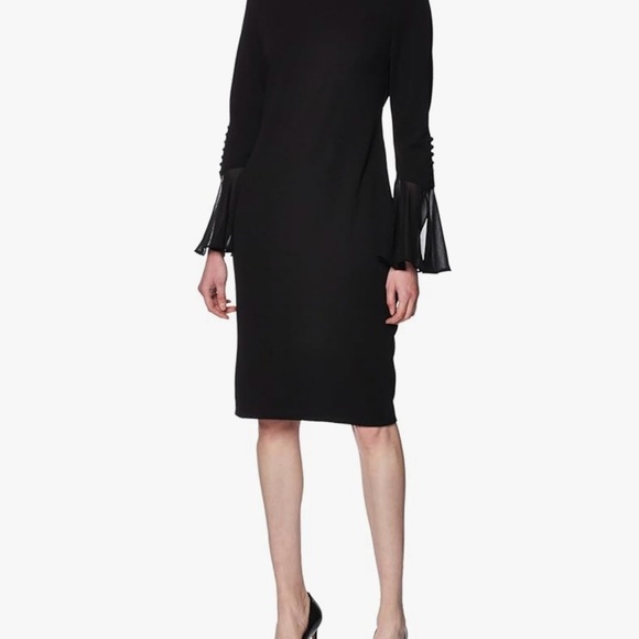 Calvin Klein Black Bell Sleeve Dress with Sheer Sleeves - Picture 1 of 7